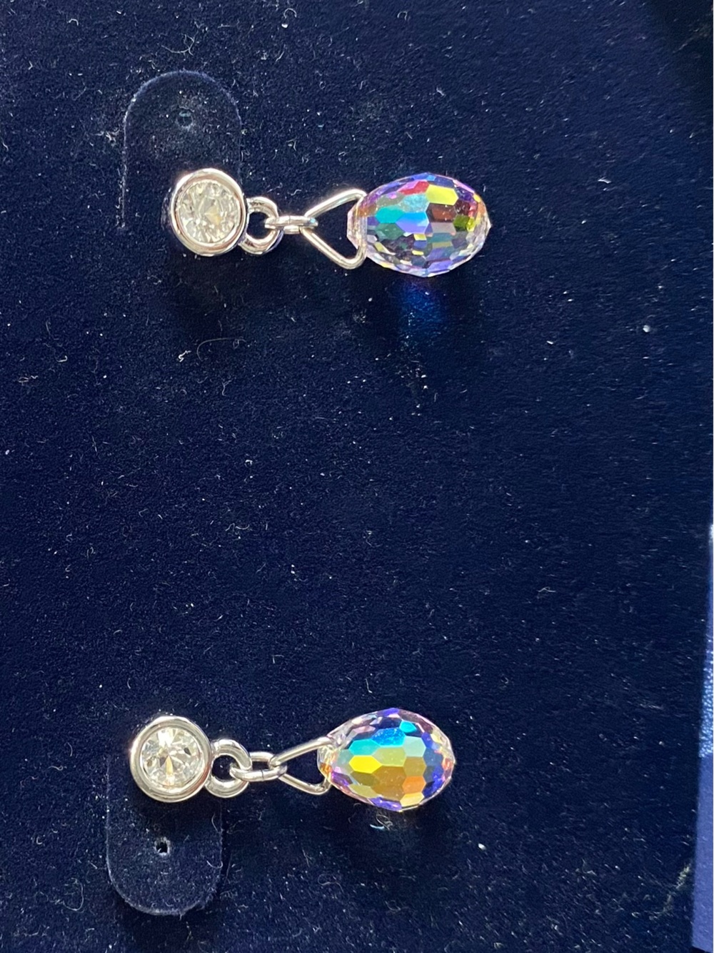 Crystal Drop Earrings - Iridescent Teardrop Dangles